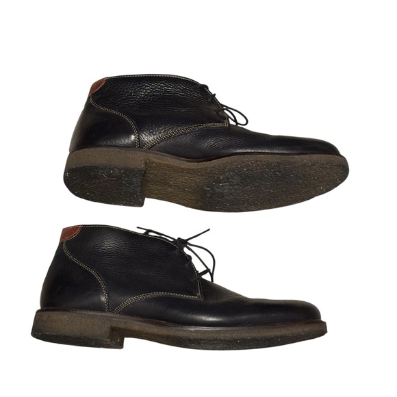 Johnston & Murphy Black Leather Copeland Lace Up Chukka Boots Rubber Sole Sz 11